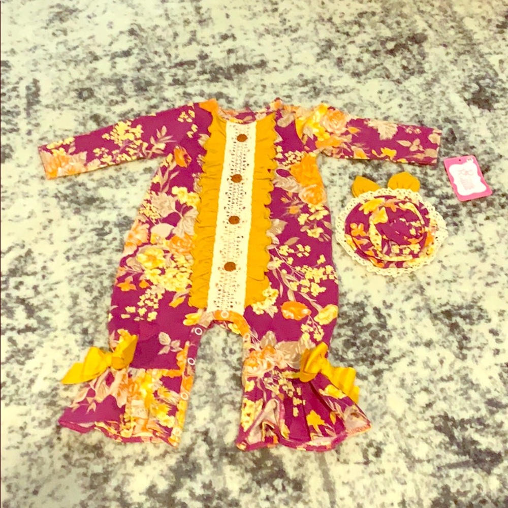 Ricrac & Ruffles romper with headband